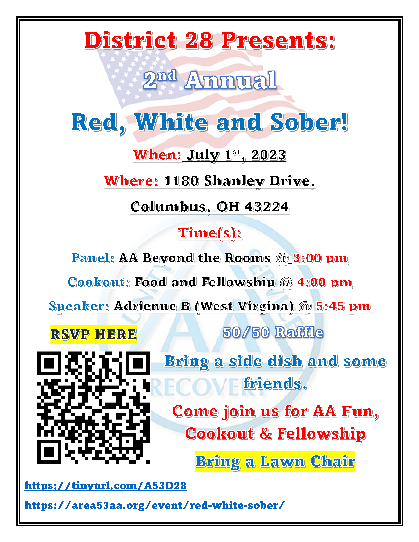 Red White and Sober Jul 1st
